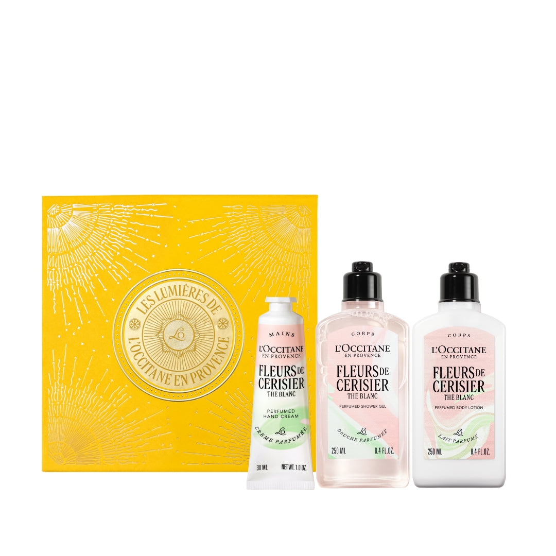 Комплект Черешов цвят и бял чай